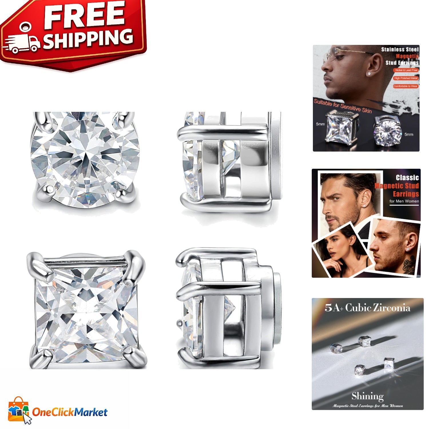 Fashionable Non-Pierced Magnetic Earrings Set – Perfect Gift for All Occasions