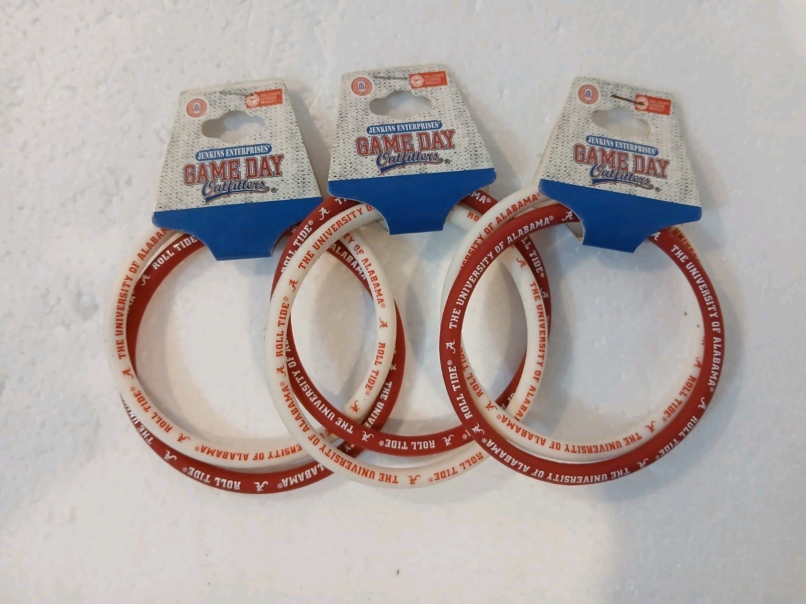 New Game Day Football Silicone Bracelet Sets 3pk University Of Alabama Roll Tide