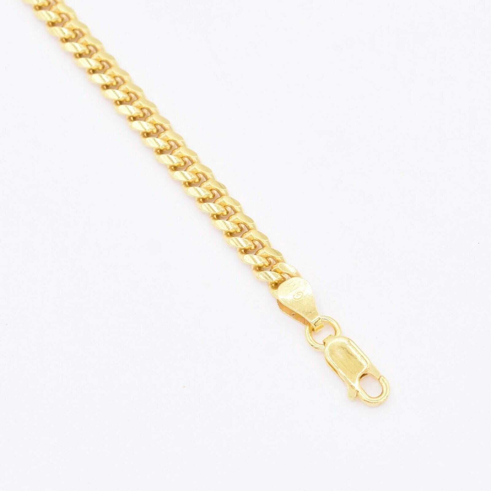 5mm Miami Cuban Chain Necklace Solid Box Lock Real 14K Yellow Gold-Plated Silver