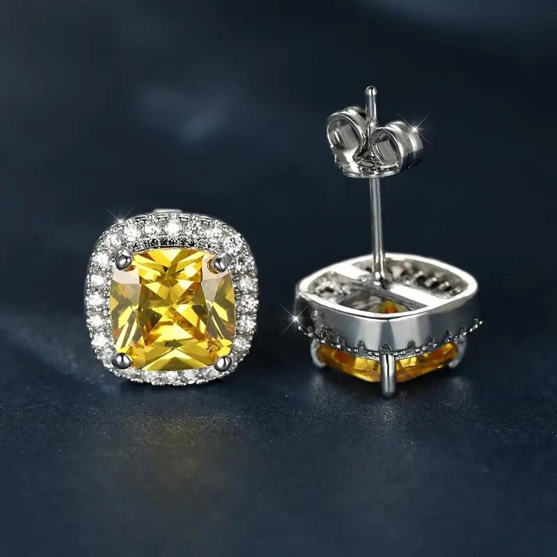 Delicate Square Zircon Stud Earrings Great Gift Idea