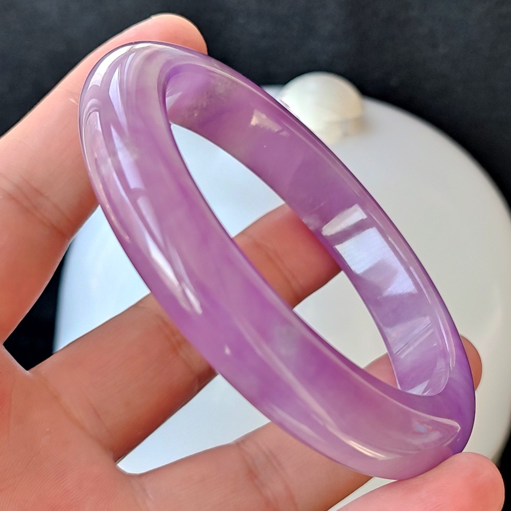 Certified Grade A 62mm Lavender Natural Burma Jade jadeite Bangle Bracelet 0441