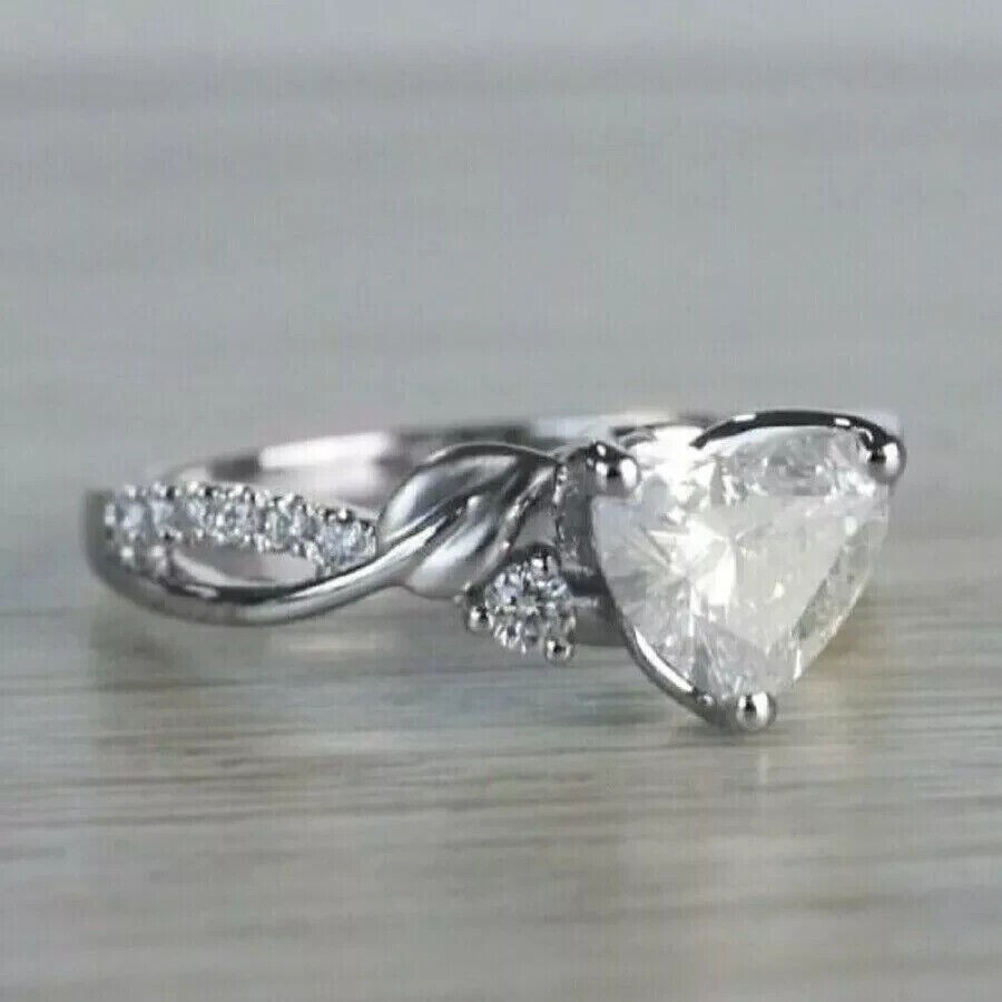 2.30Ct Heart Cut Simulated Diamond Lovely Wedding Ring In 14K White Gold Plated