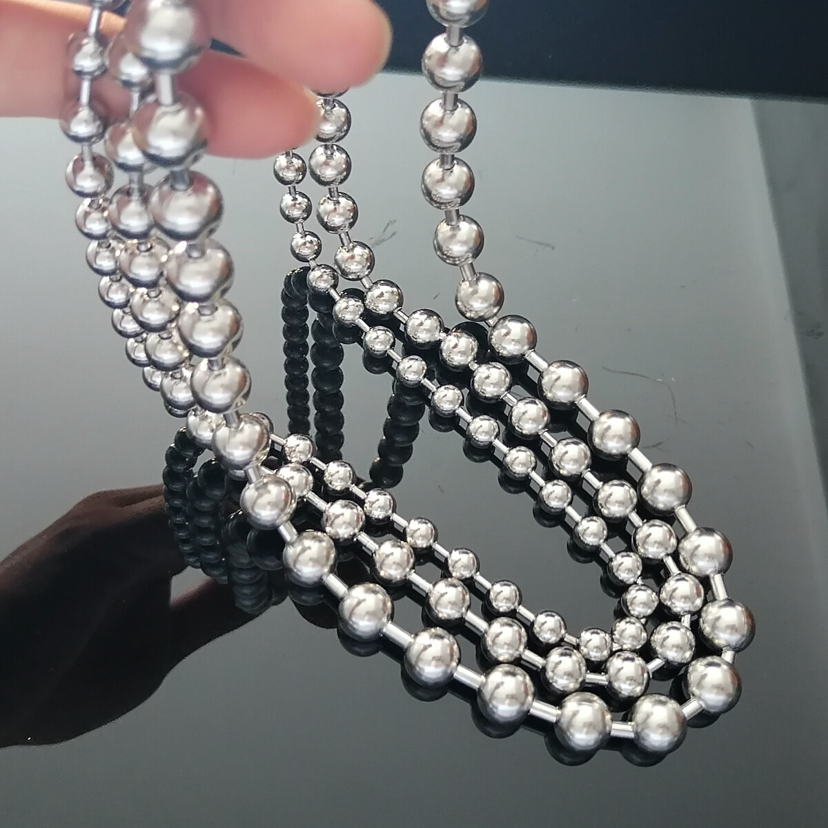 Punk Ball Chain Necklace 316L Stainless Steel, 2000’s Y2K Large bead jewelry