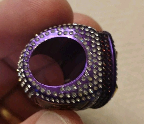 CHEER Championship Ring Purple Size 7 Initial “R” Purple Rhinestone Cheerleader