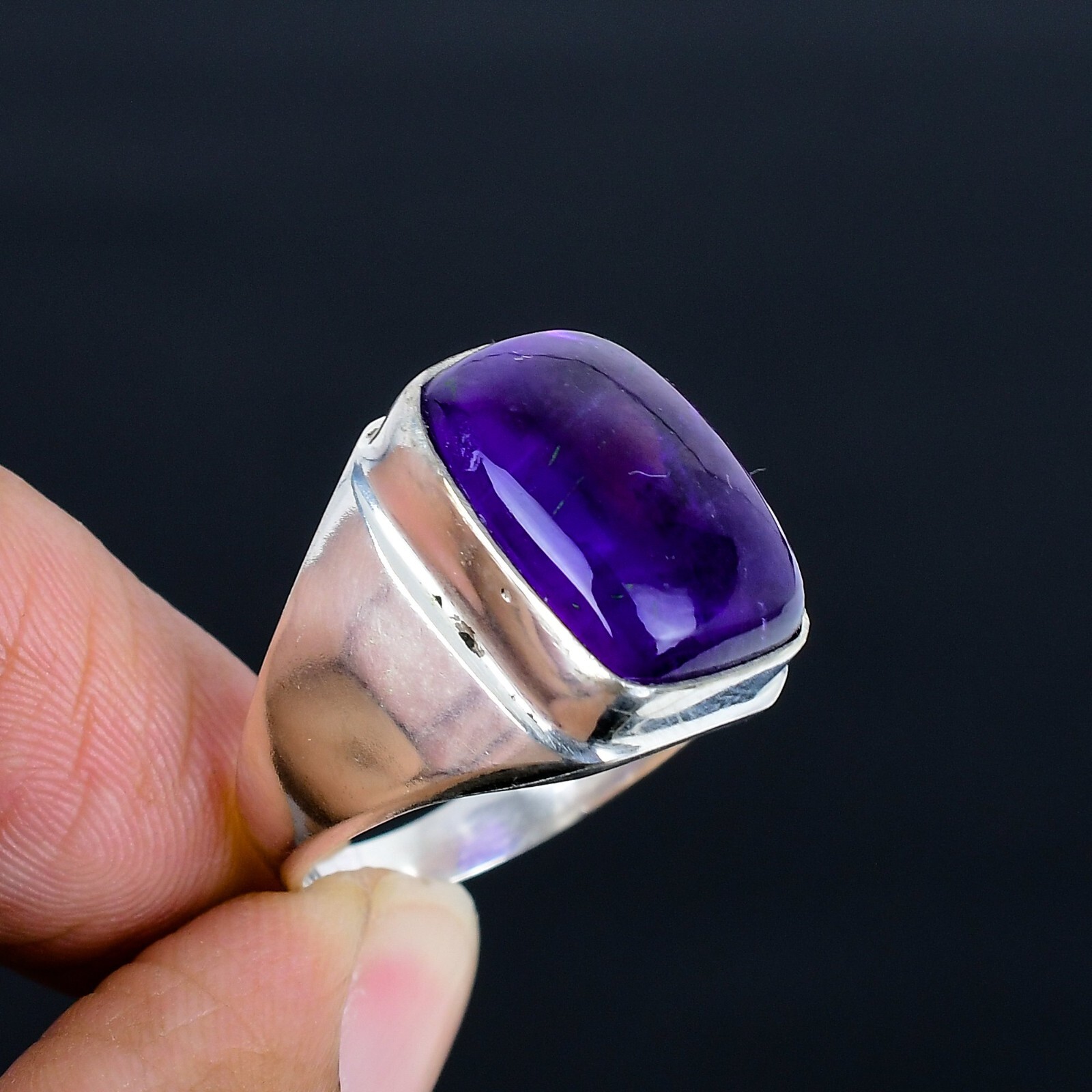 Amethyst Gemstone Ethnic Handmade Man’s Ring Jewelry Gift For Her LG-1112