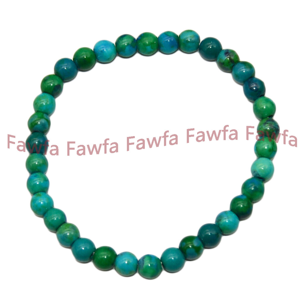 4/6/8/10/12mm Green Azurite Chrysocolla Round Gems Beads Elastic Bracelets 7.5”