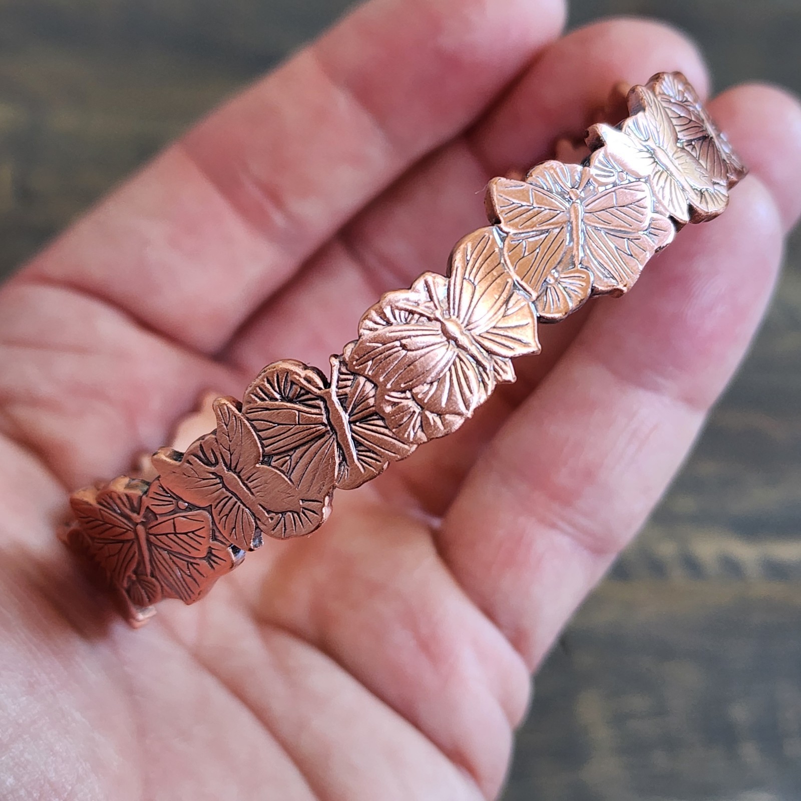 Pure Copper Butterfly Bracelet, Adjustable Copper Cuff, Butterfly Bangle