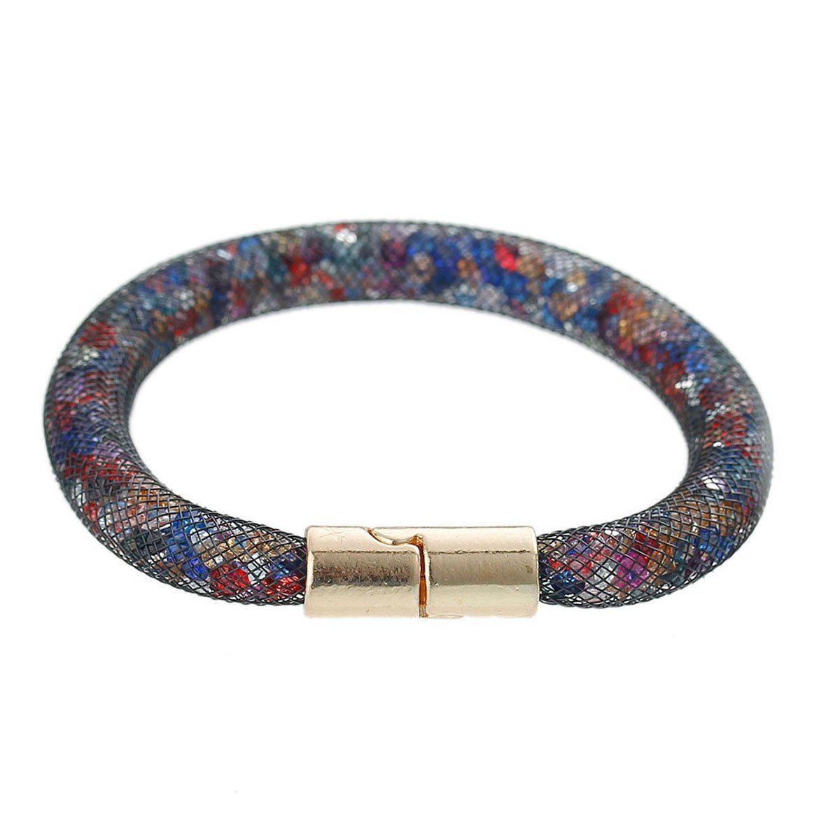 Black Multicolor Shiny Rhinestone Crystal Star Glitter Mesh Magnetic Wrap Bangle