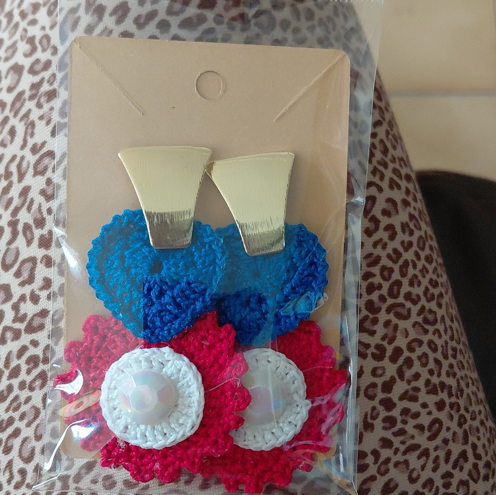 Handmade Crochet Yarn Round Dangle/Drop Earrings Multicolor Push Back