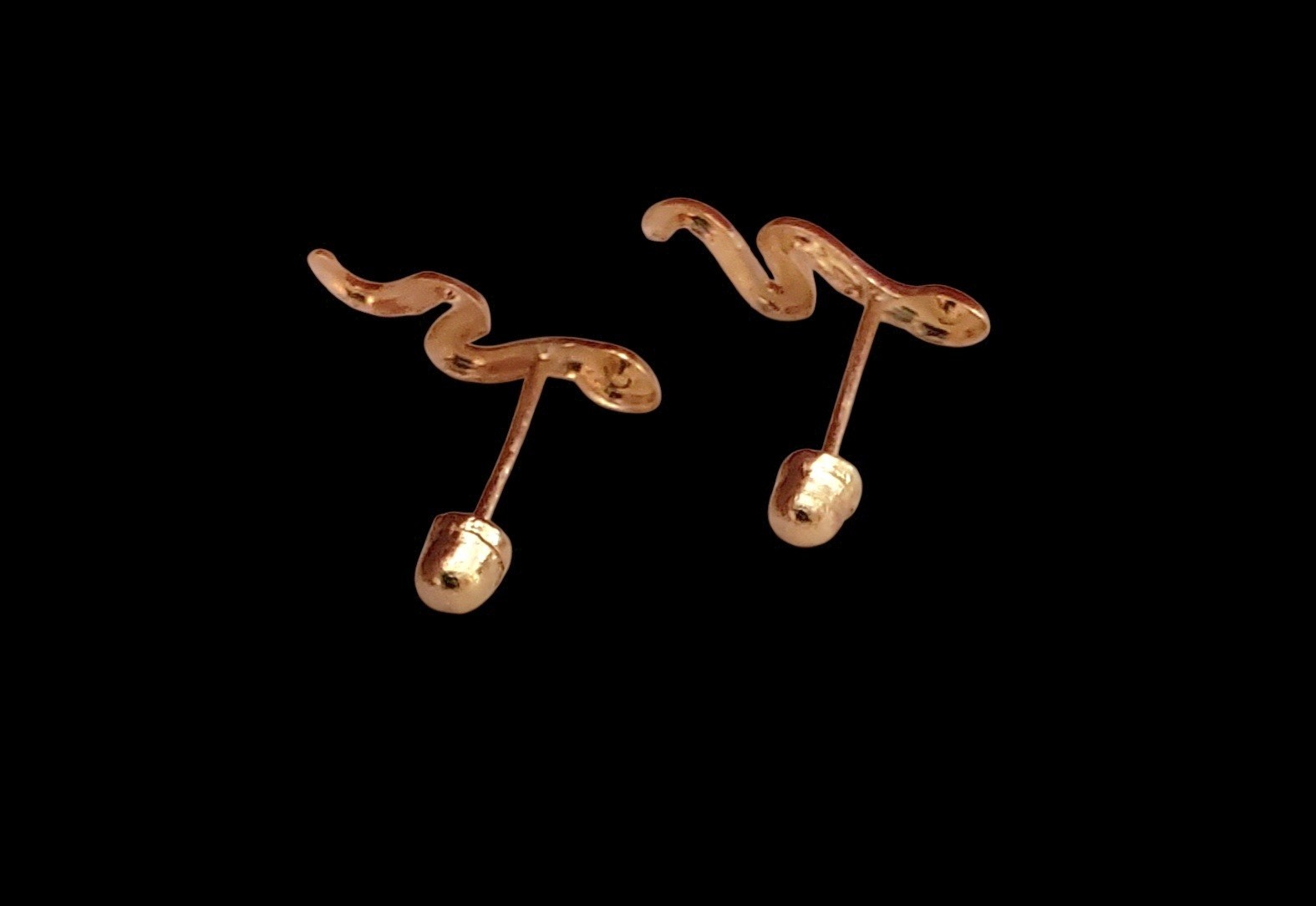 14K Solid Gold Dainty Snake Stud Earrings W/ White CZ Eye Design 8.0mm ~ New