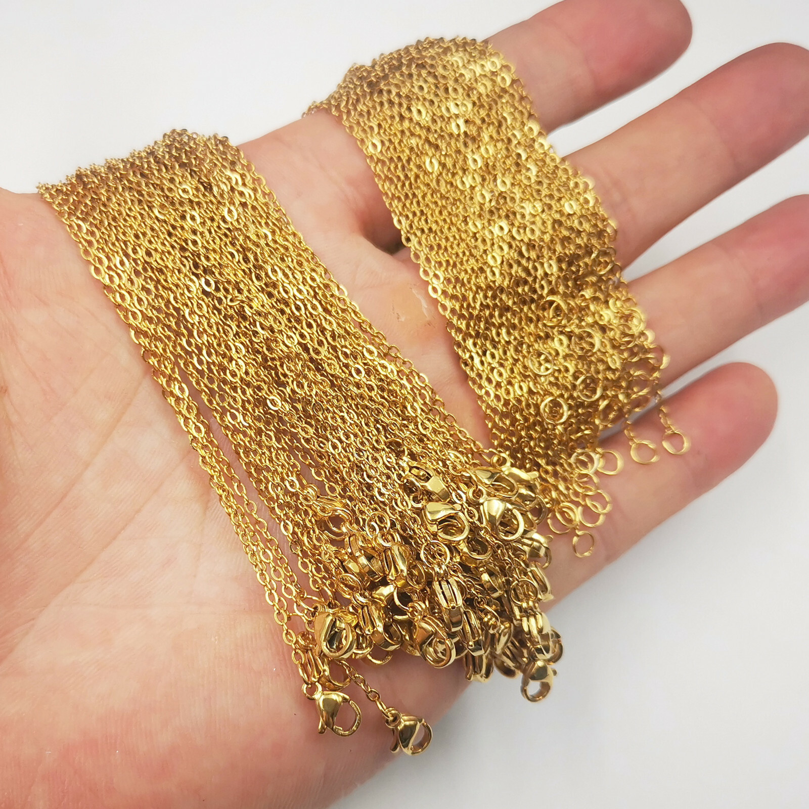 12pcs/lot Stainless Steel Rolo Oval Chain Necklace 1.5mm 16-30in Optional color