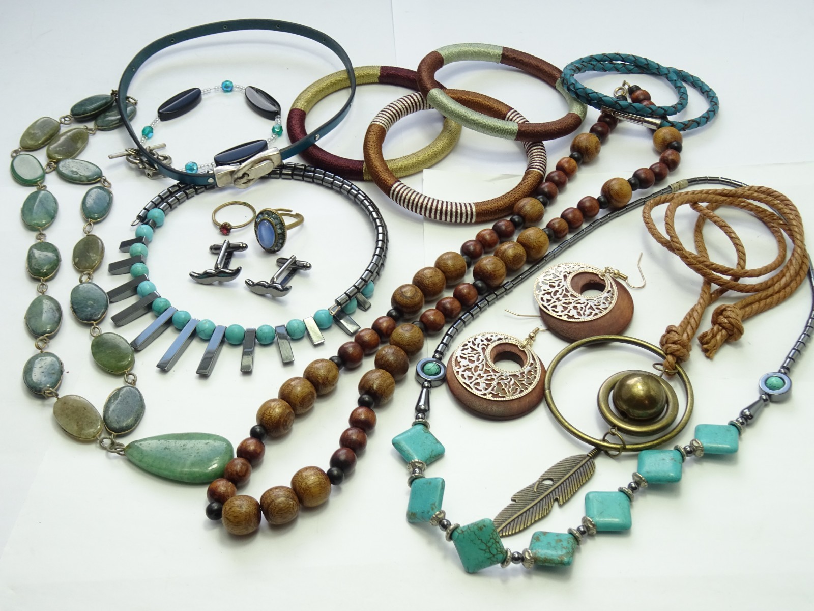 Job Lot Collection Vintage Costume Jewellery Hematite Turquoise Gemstones