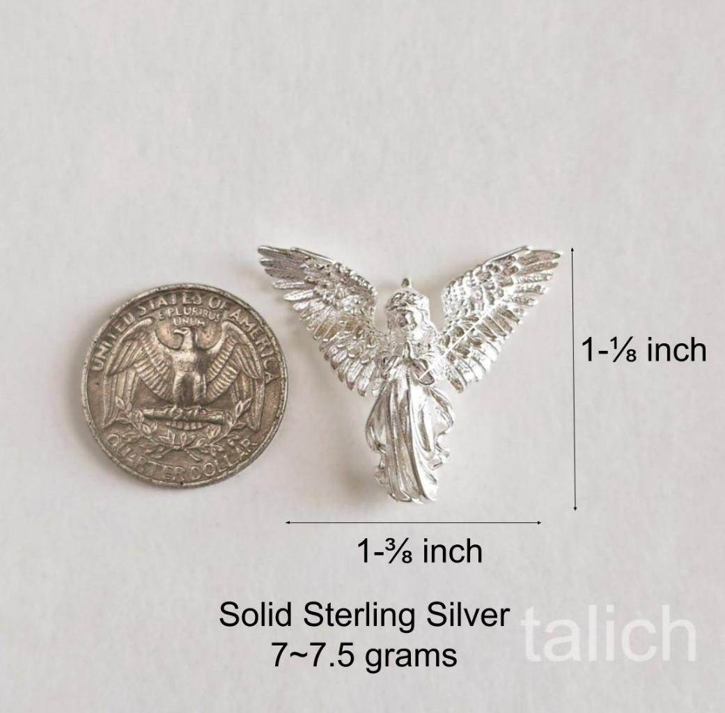 Shiny 925 Sterling Silver Open Wings Praying Angel Pendant Necklace Unique Gift