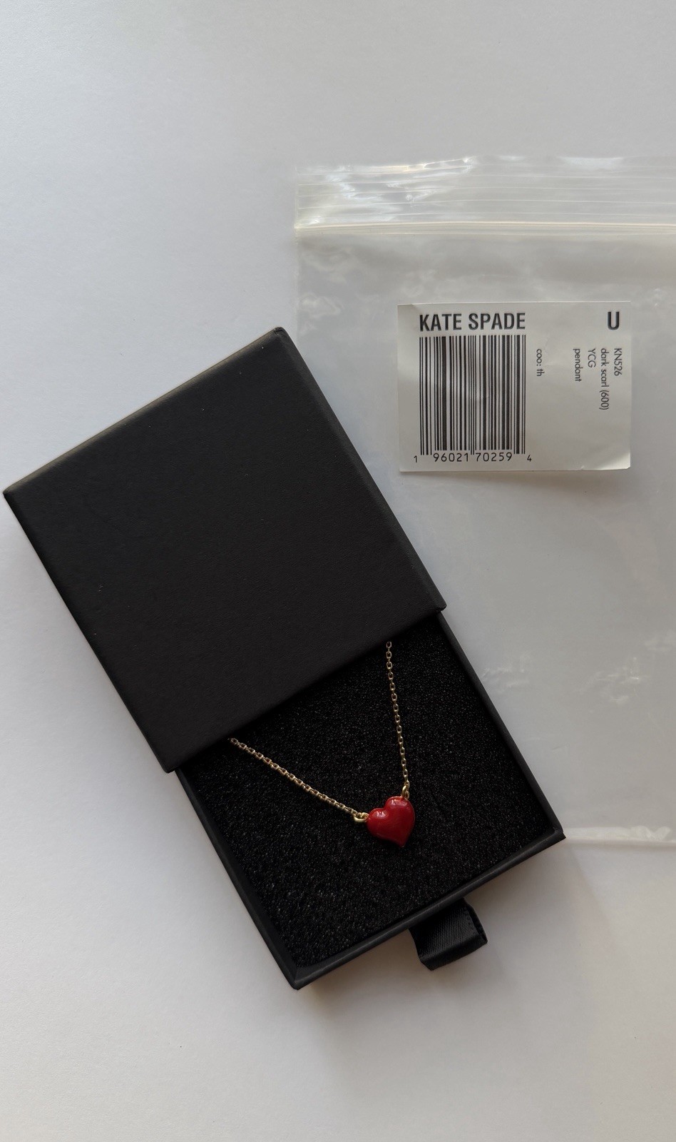 Kate Spade NEW YORK Enamel Red Heart Charm Pendant Cable Chain Necklace