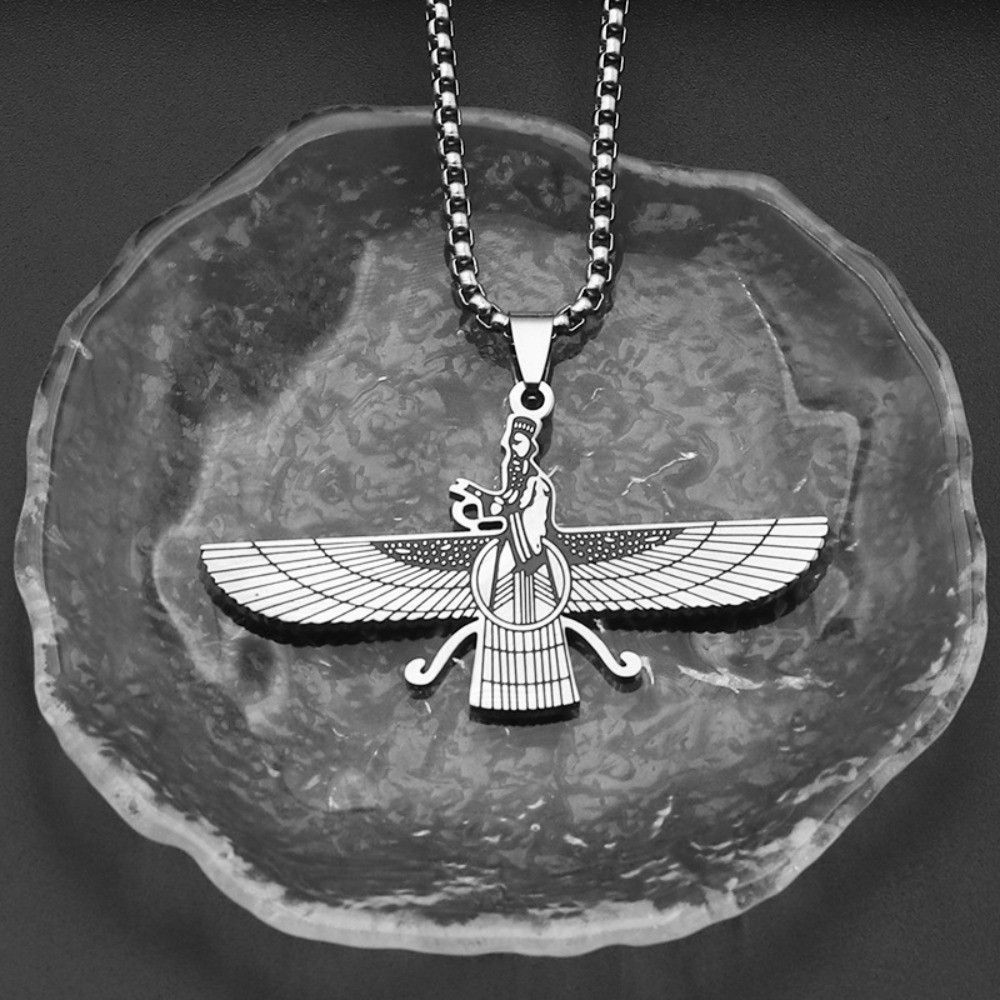 Hip-hop Stainless Steel Vintage Zoroastrian Wild Goose Pendant Necklace Men Gift