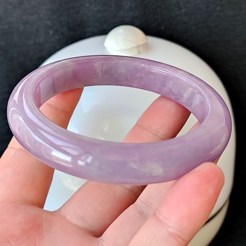 Certified Grade A 62mm Lavender Natural Burma Jade jadeite Bangle Bracelet 0442
