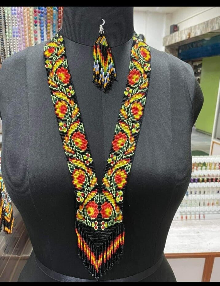 Handmade Necklace Seed Bead Boho American Style Beaded Multi Strand Necklace