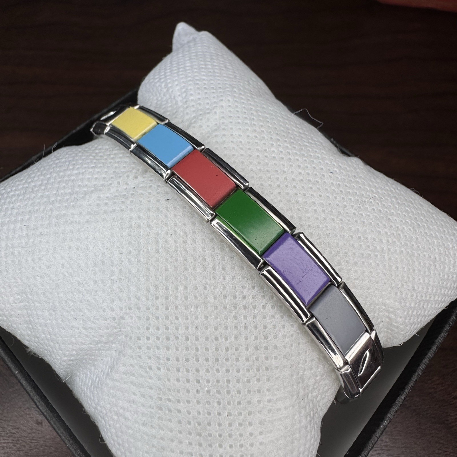 Multicolor Italian Modular 7.5 Inch Bracelet Stainless Steel Finished Bracelet