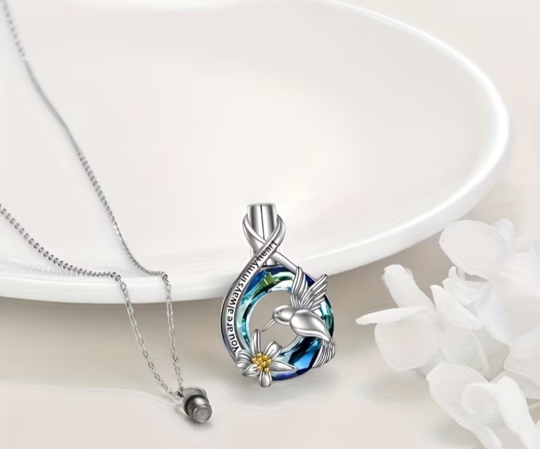Cremation Jewelry Cylinder Urn Birds Love Stainless Necklace Pendant for Ashes