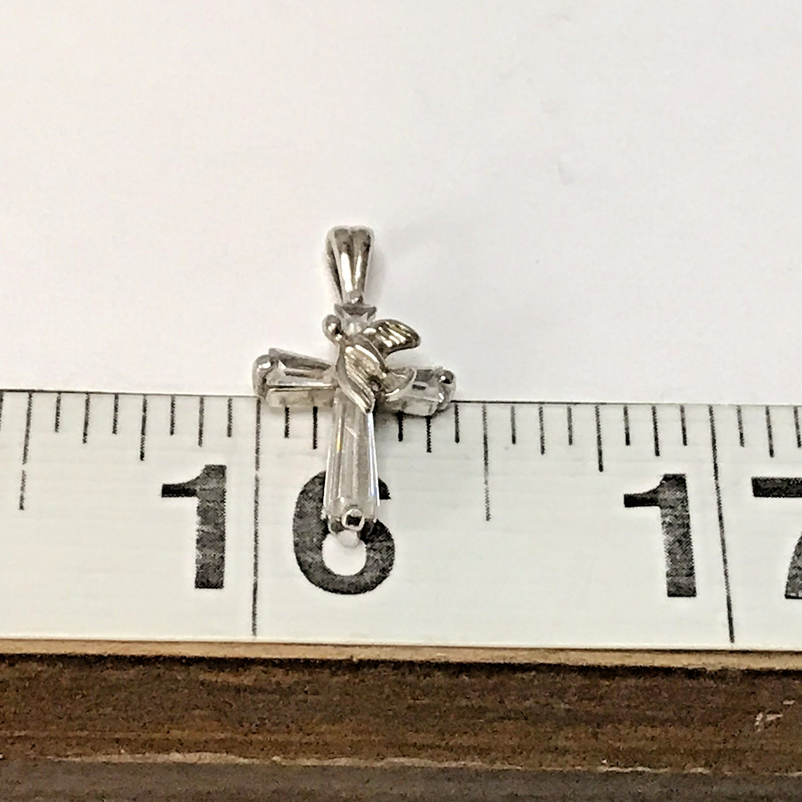 ATI Sterling Silver Peace Dove on Cross CZ Pendant .925 1.3g .75 Inch Length