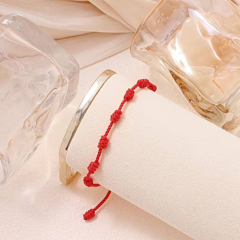 2Pcs Lucky Red String Bracelet Kabbalah Amulet 7 Knots Protection rope Man Women