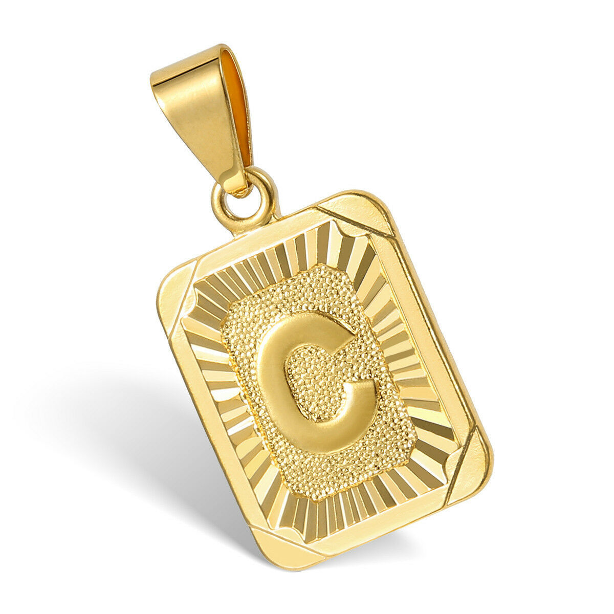 Couple Jewelry Gold Filled Initial Necklace Letter Pendant w/ Box / Curb Chain