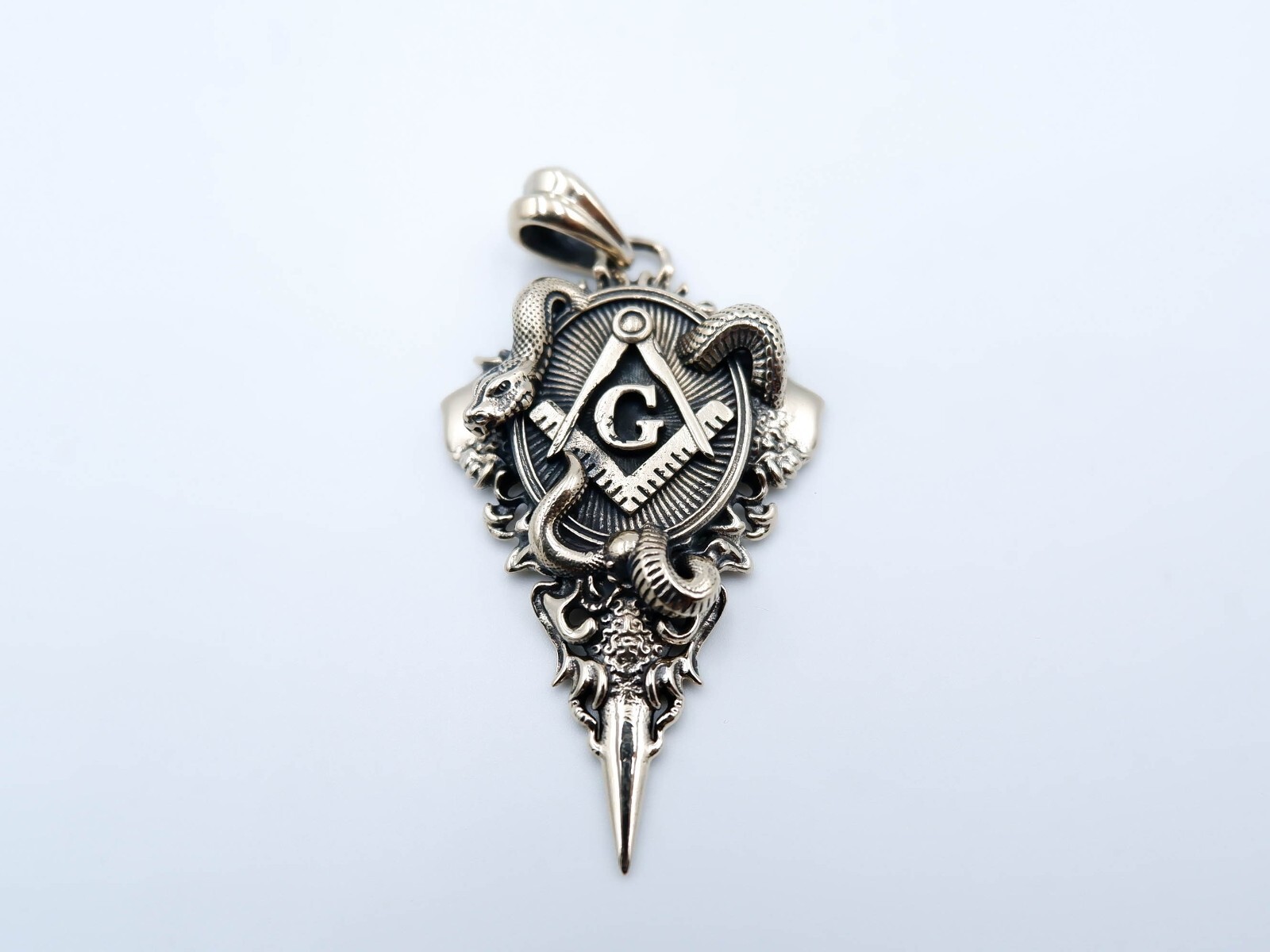 Freemason Masonic Pendant with Snake Master Brass Jewelry