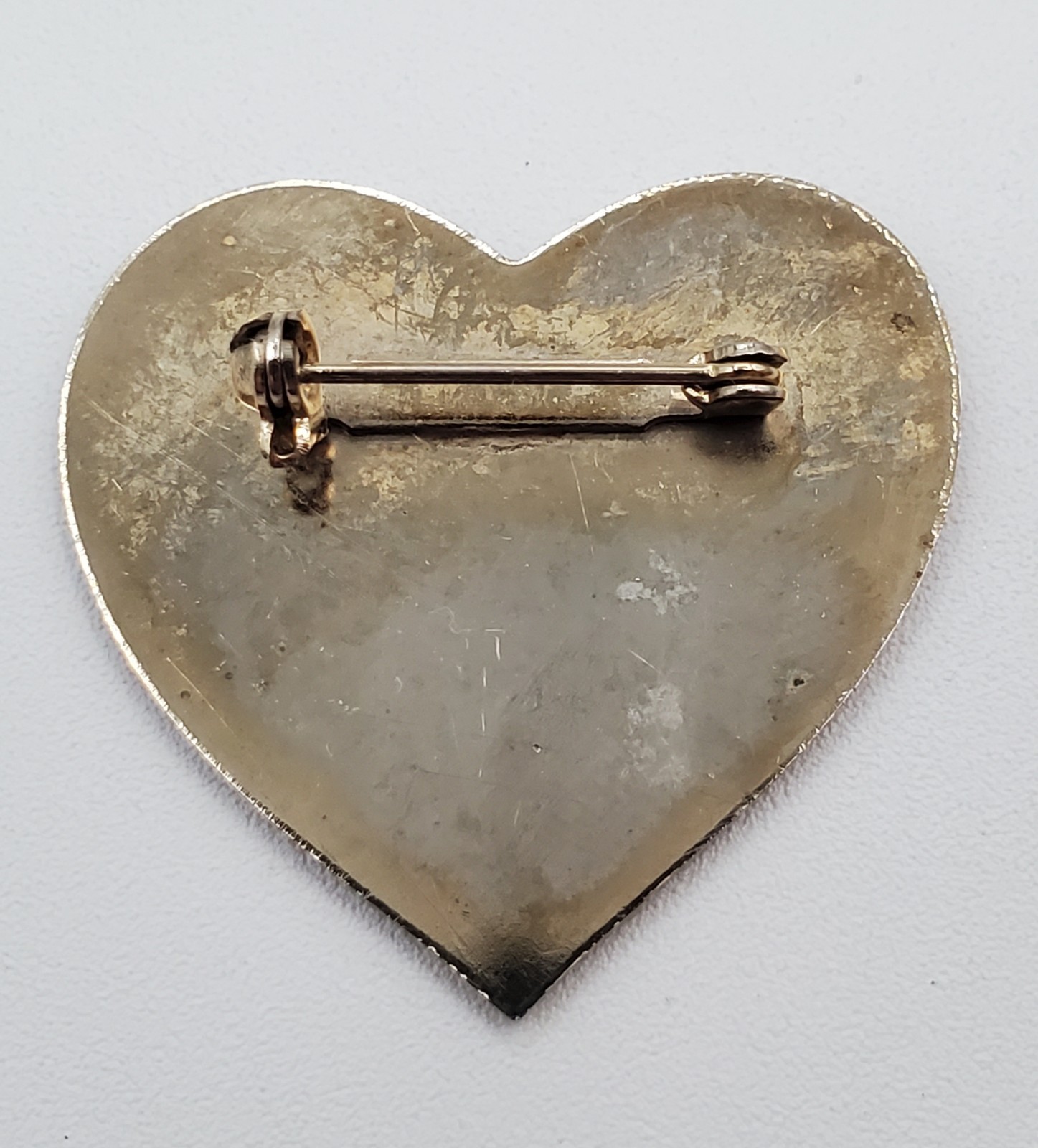 I Heart You Rose Pin 1.25in Red Gold Tone Enamel I Love You VTG Estate Brooch