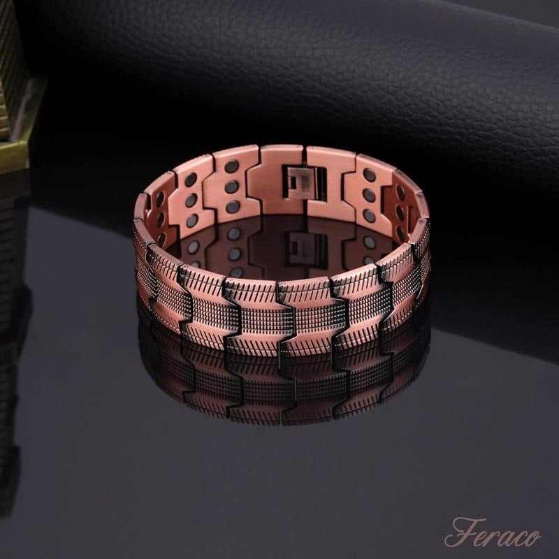 GMOX Men’s Copper Bracelet,3X Strength 99.99% Copper Magnetic Adjustable Length