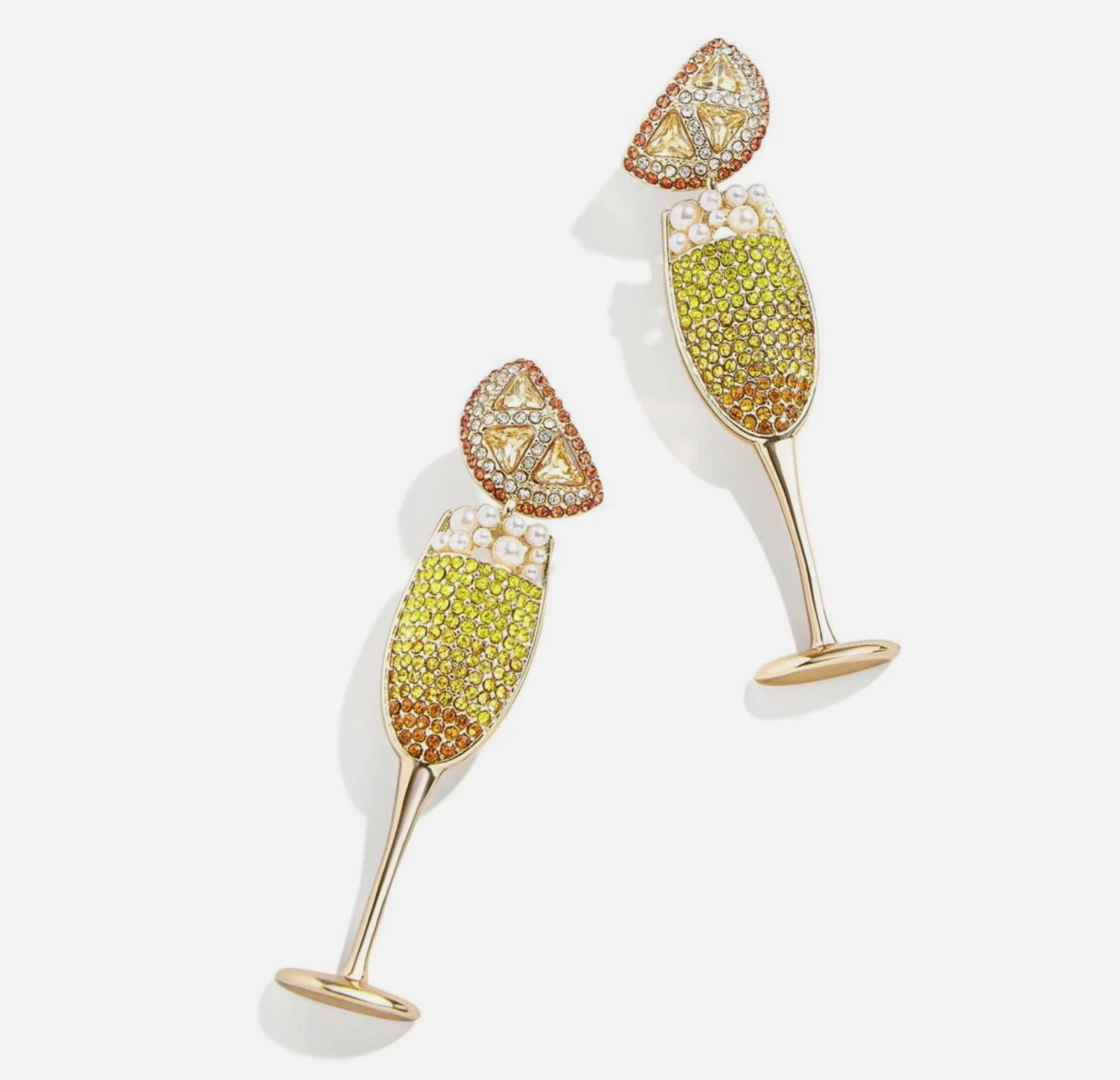 BAUBLEBAR 18K GOLD PLATED COCKTAIL MIMOSA PAVE DROP EARRINGS 2.3″ BRAND NEW NWT
