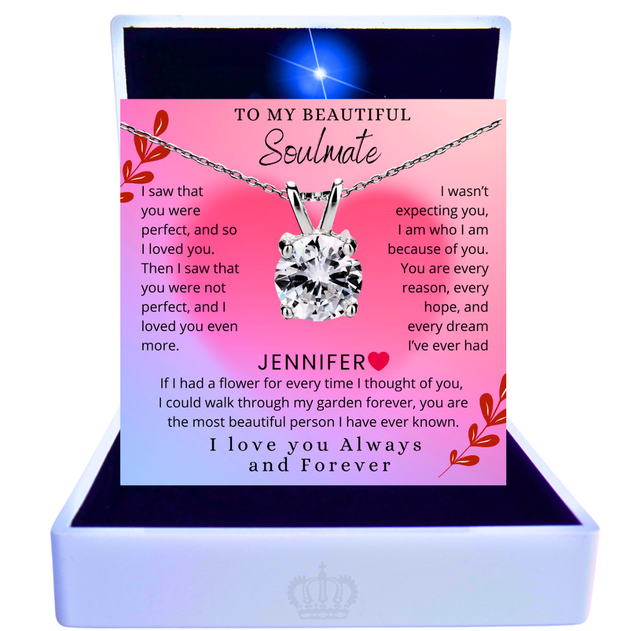 Solitaire CUSTOM Soulmate Necklace Gift Ideas Birthday Gifts for Women ANDREO