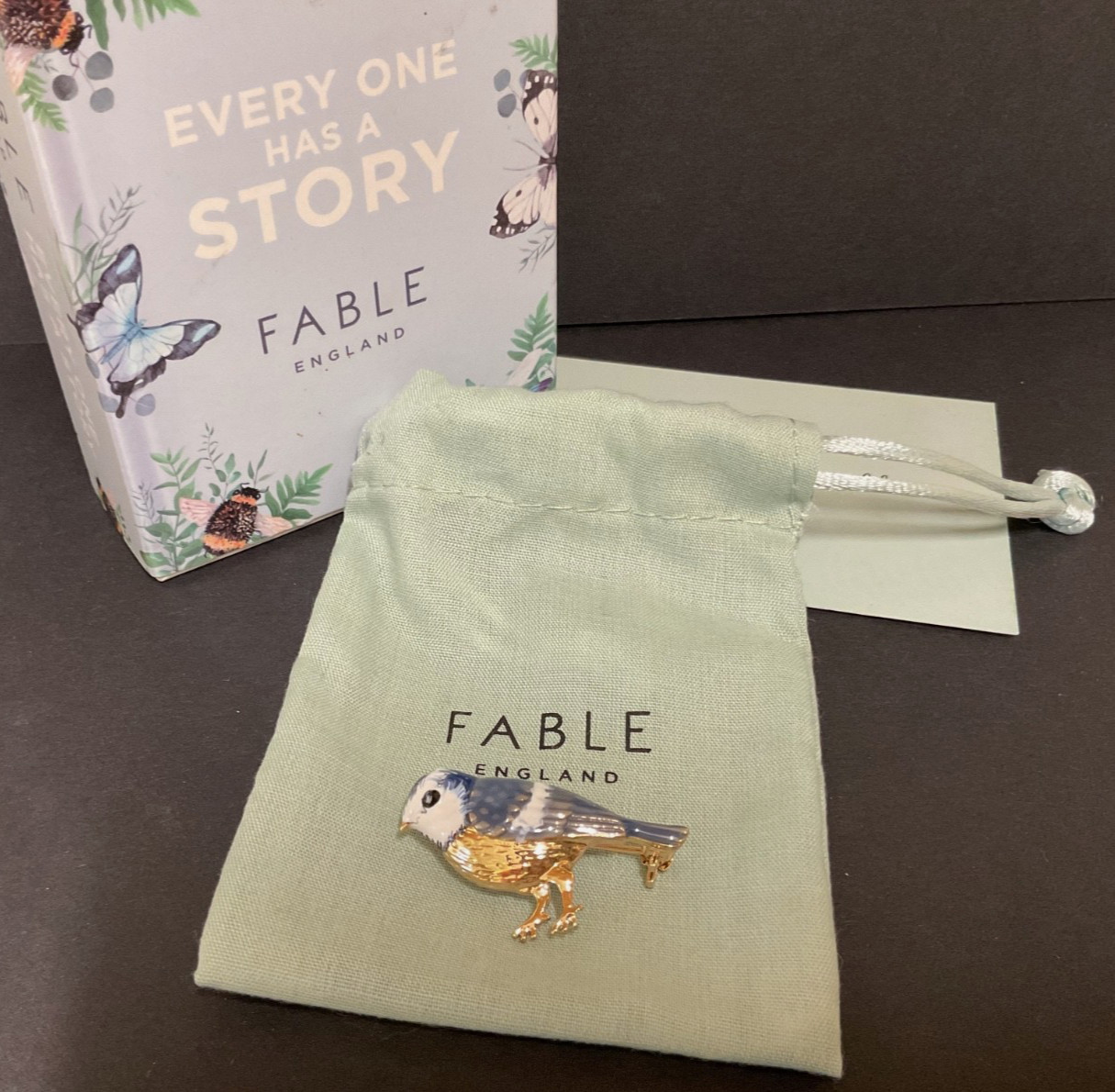 Collectable Fable England Zinc Enammelled Bird Brooch Boxed