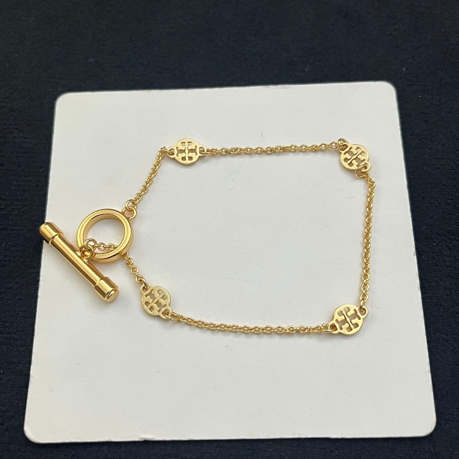 New Gold Logo Toggle Station Bracelet – Gold-Tone Chain Link Fine Jewelry
