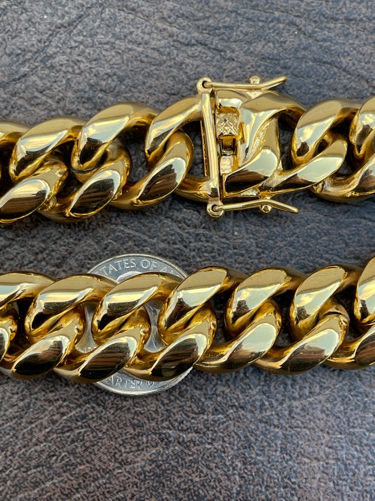 Miami Cuban Link Men’s Choker Chain Real 18k Gold Over Stainless Steel 18mm BIG