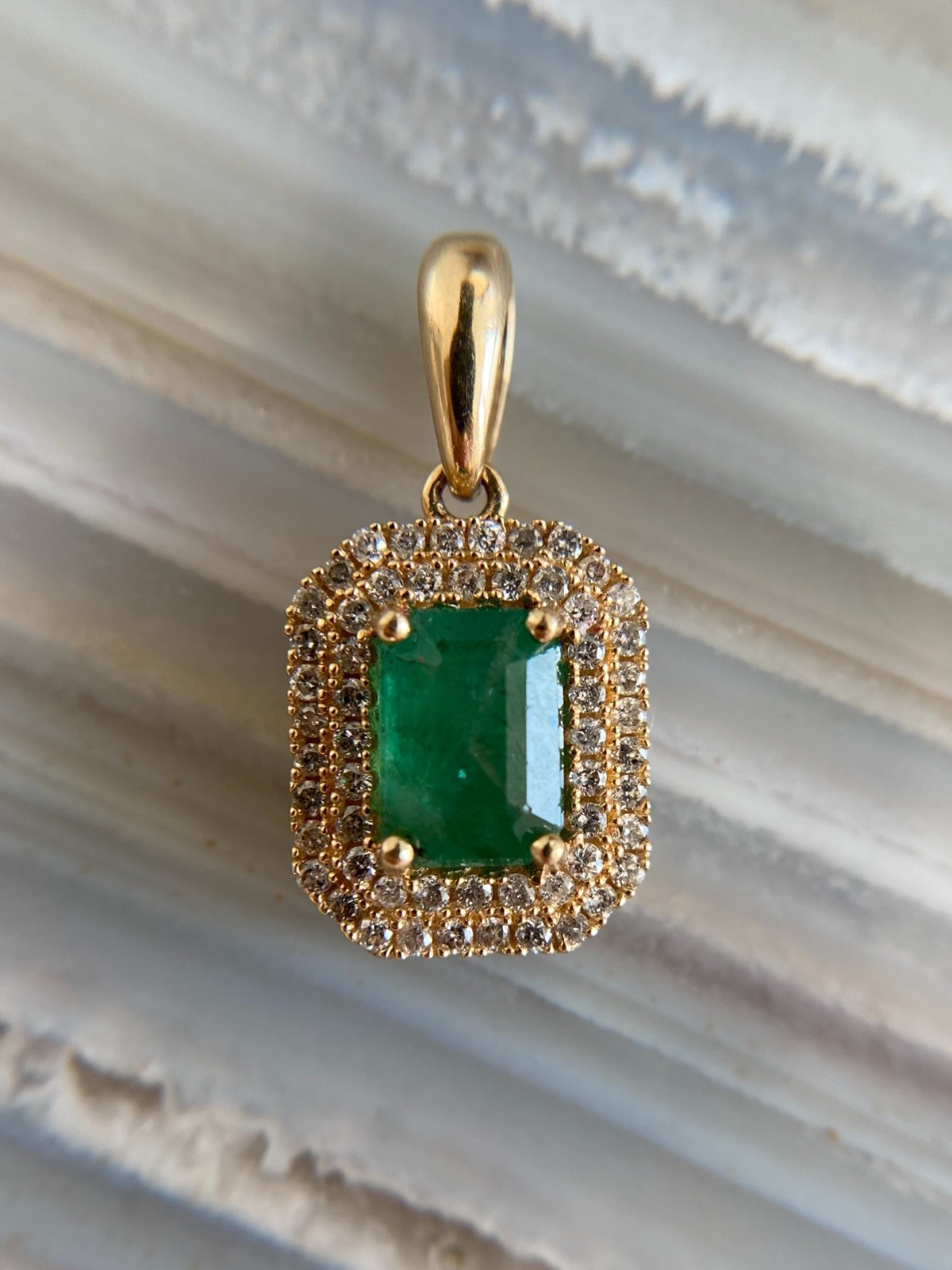 2Ct Emerald Cut Lab Created Green Emerald 14K Yellow Gold Plated Women’s Pendant