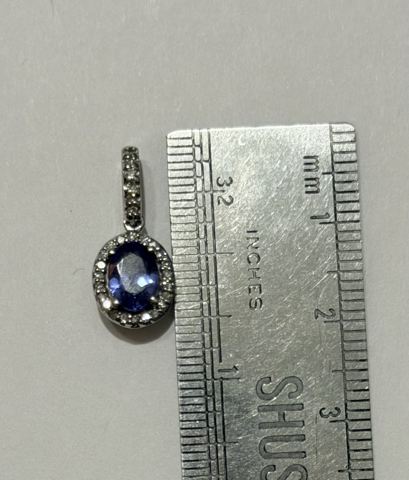 Tanzanite Effy Estate 14k White Gold Diamond Halo Stamped BH Oval Cut Pendant