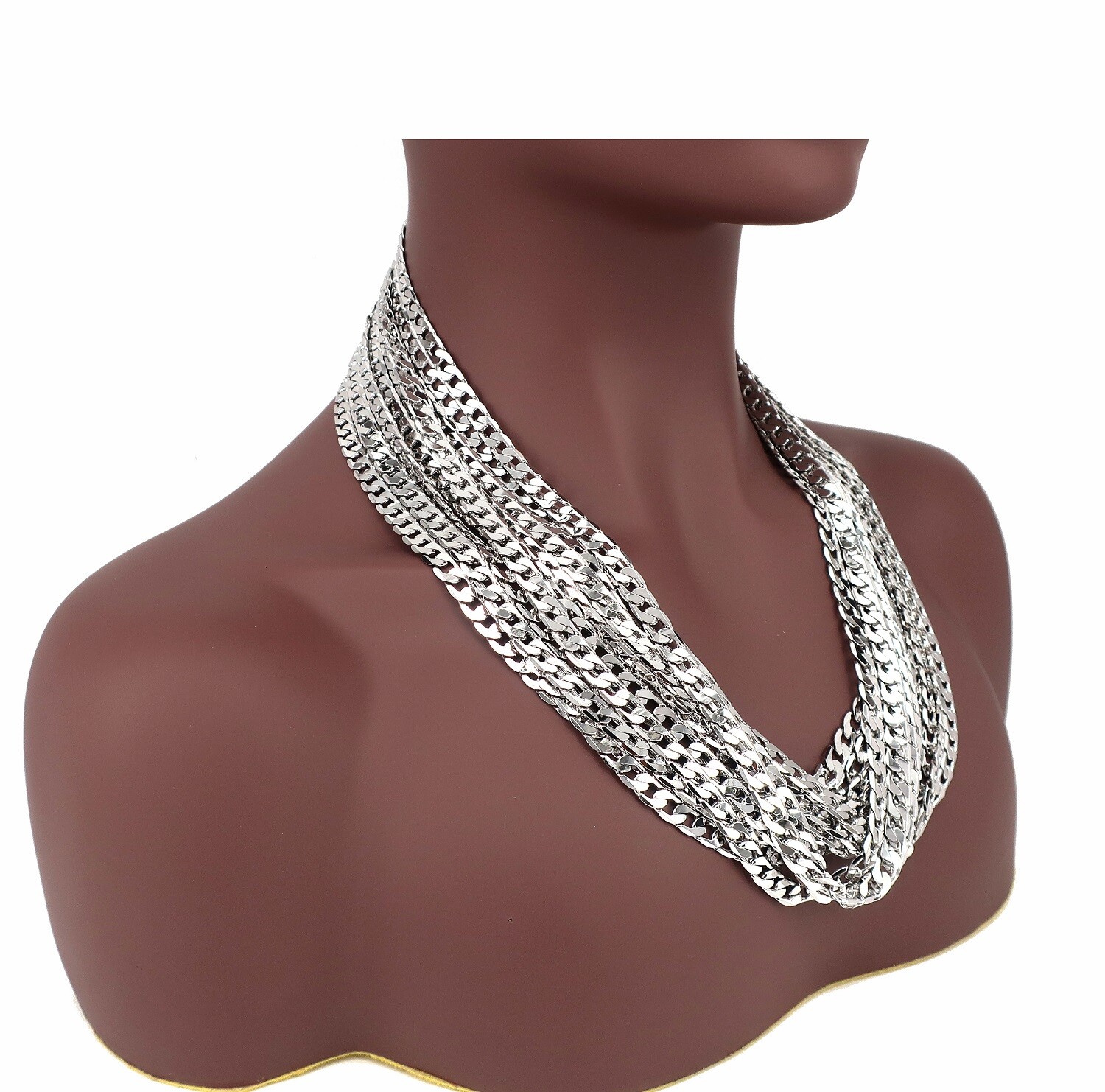 Men’s 12 Piece 6mm Cuban link Chain Necklace 14k White Gold Plated Wholesale