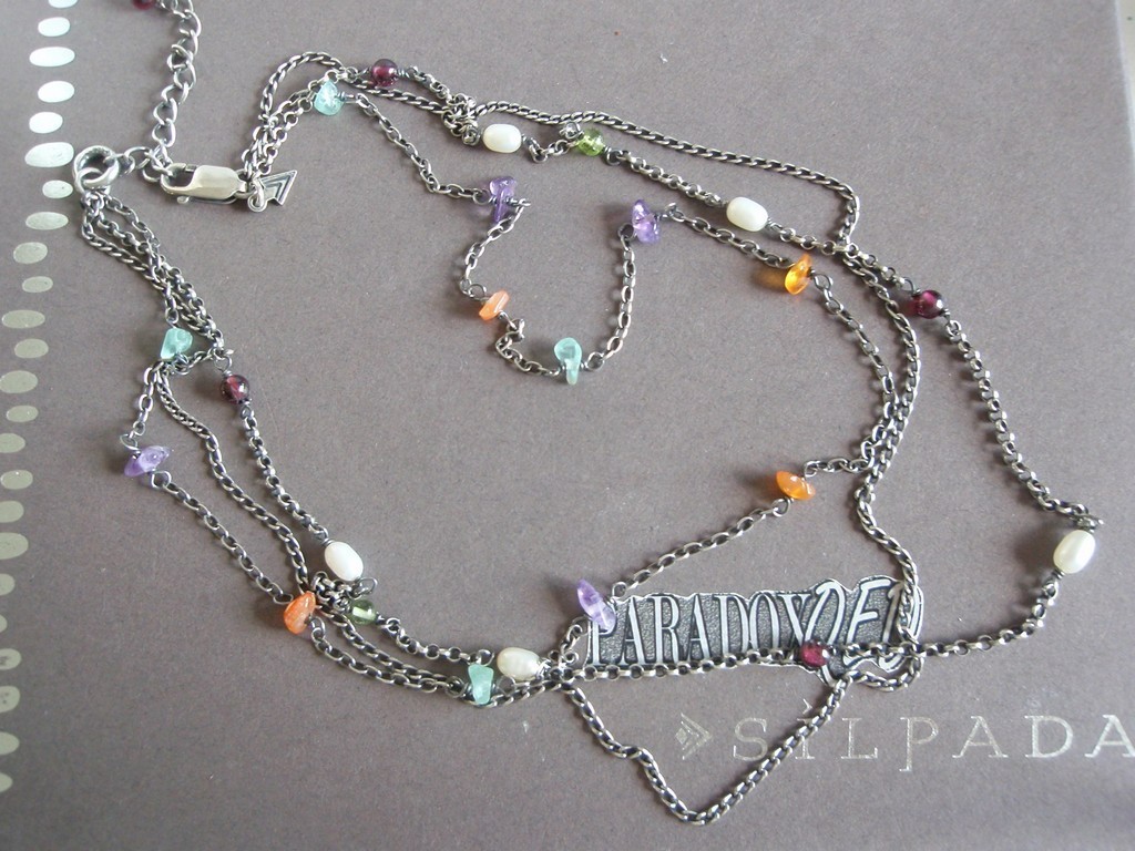 SILPADA RETIRED Sterling Silver 925 Multi Gemstone Triple Chain Necklace N1613