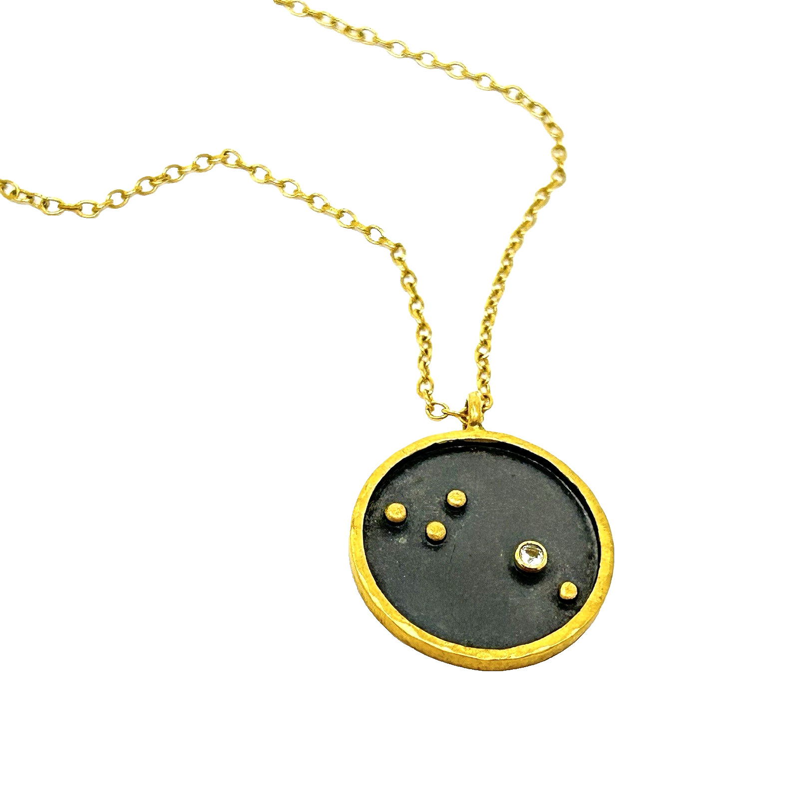 SATYA Aries Zodiac Necklace Constellation 18k Gold Overlay Delicate Chain 18″