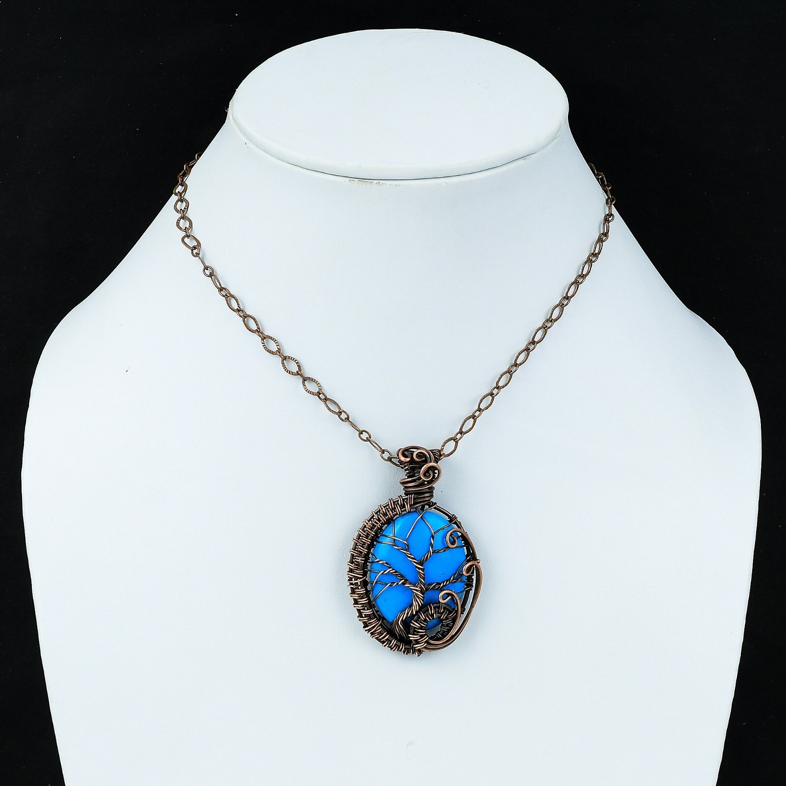 Sleeping Beauty Turquoise Copper Love Gift Wire Wrapped Tree Of Life 2.24″