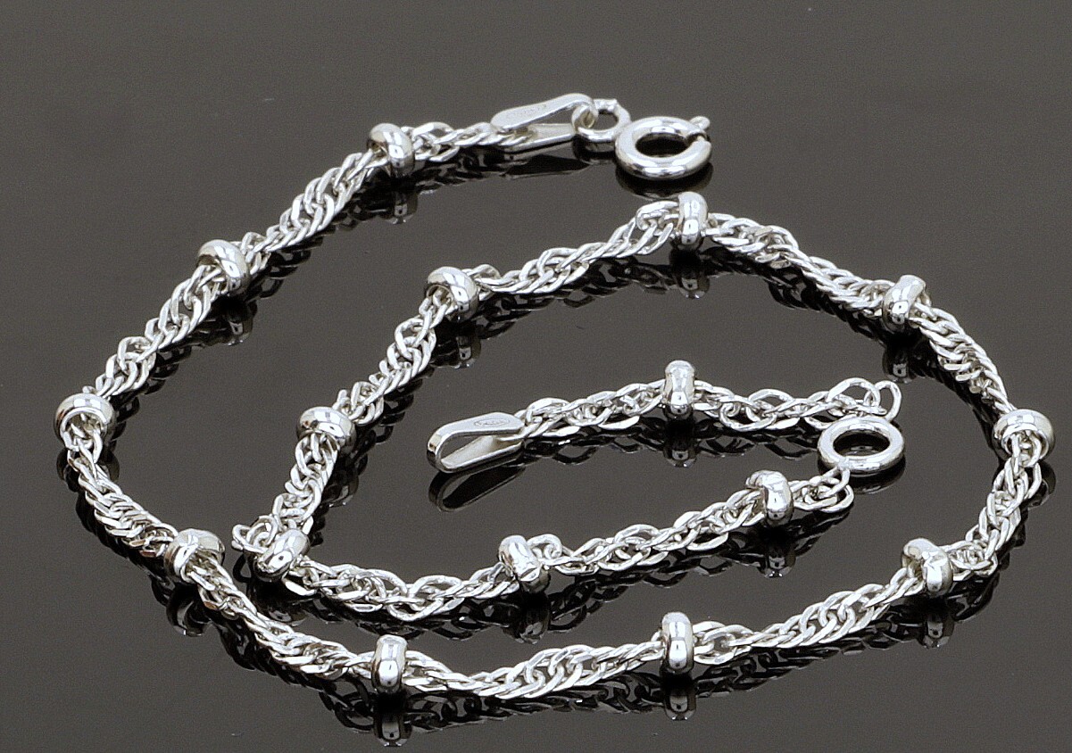 925 Silver Ankle Bracelet L-9.”+1″ext W- 3mm / 3.1 gr #1623