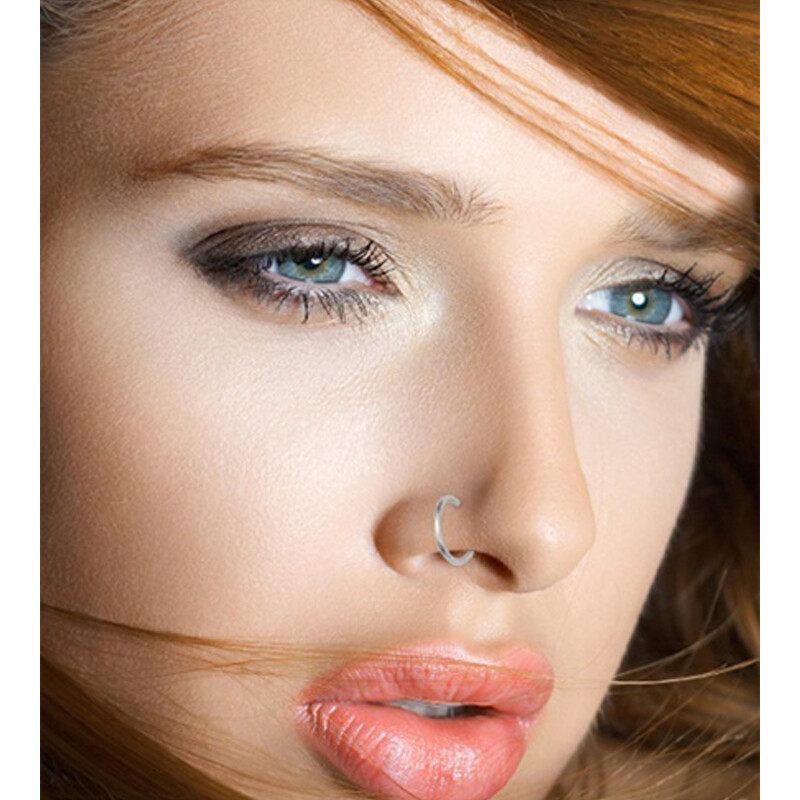 2PC Stainless Steel Segment Hinged Clicker Ear Nose Body Ring Lip Hoop Piercing