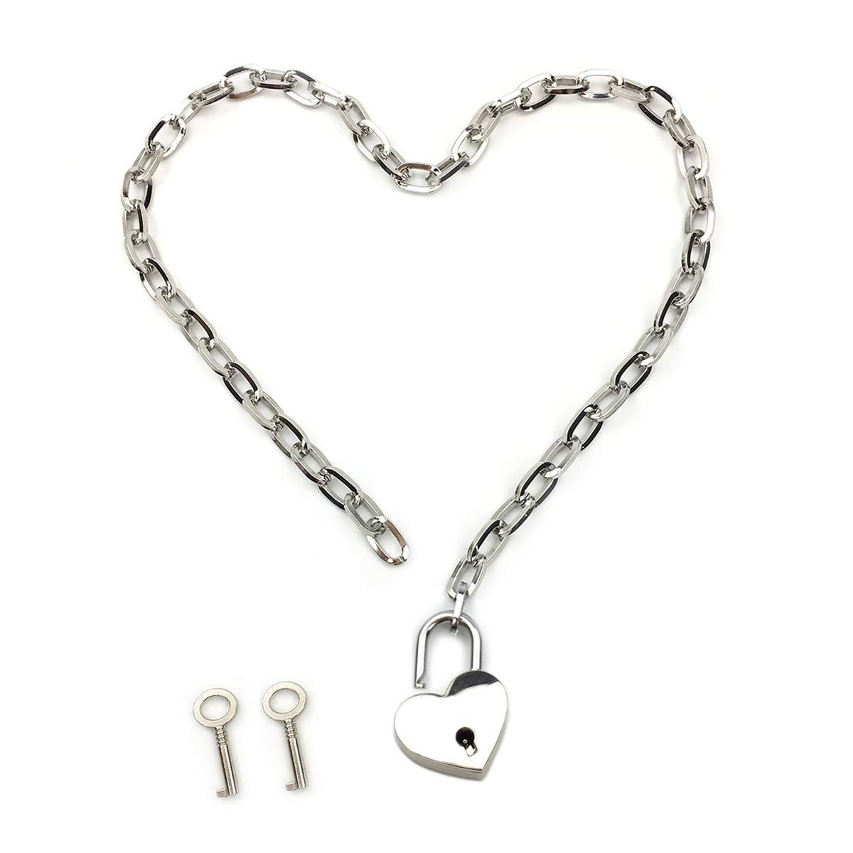 Padlock Necklace Chain Collar Choker with Two Keys and Box for Women, Men and…
