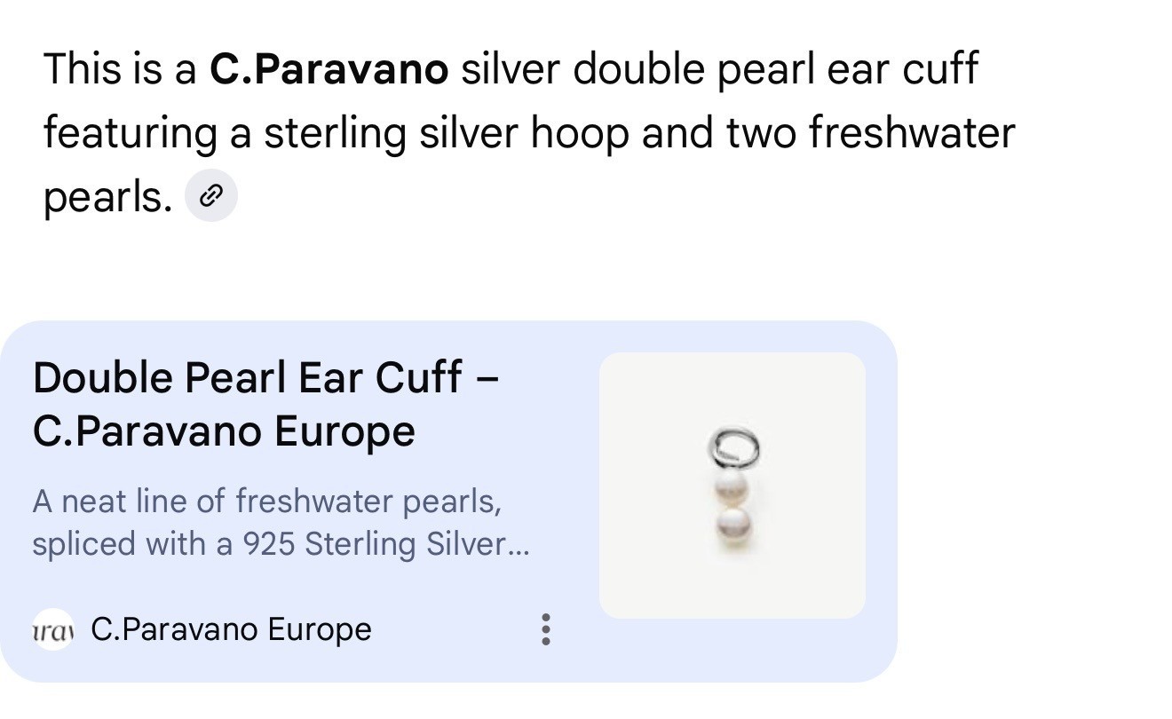 Silver Double Pearl ear cuff, designer stamped in original box – Charity DS31