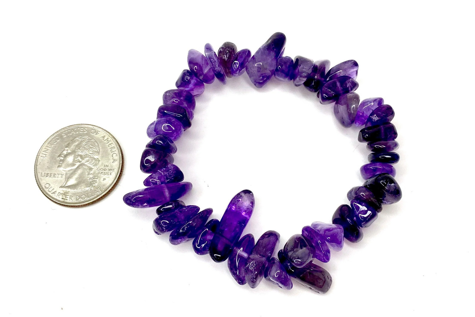 Amethyst Crystal Chip Bracelet: Calming Gemstone Stretch Bracelet