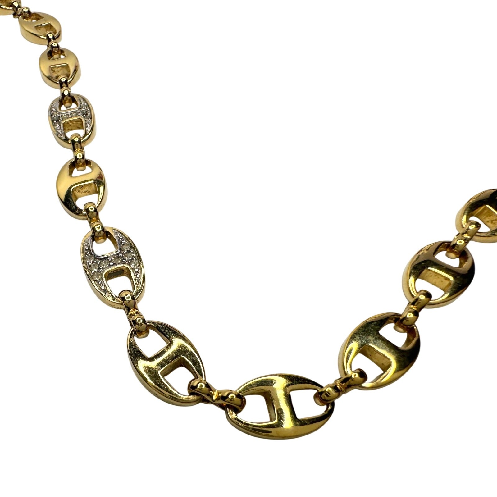 Givenchy Puffed Anchor Mariner 21″ Chain Necklace w 4 Rhinestoned Links