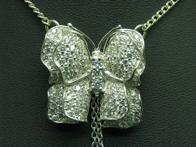 925 Sterling Silver Necklace With Set Zircons / Real Silver / 42.5cm/20.3g