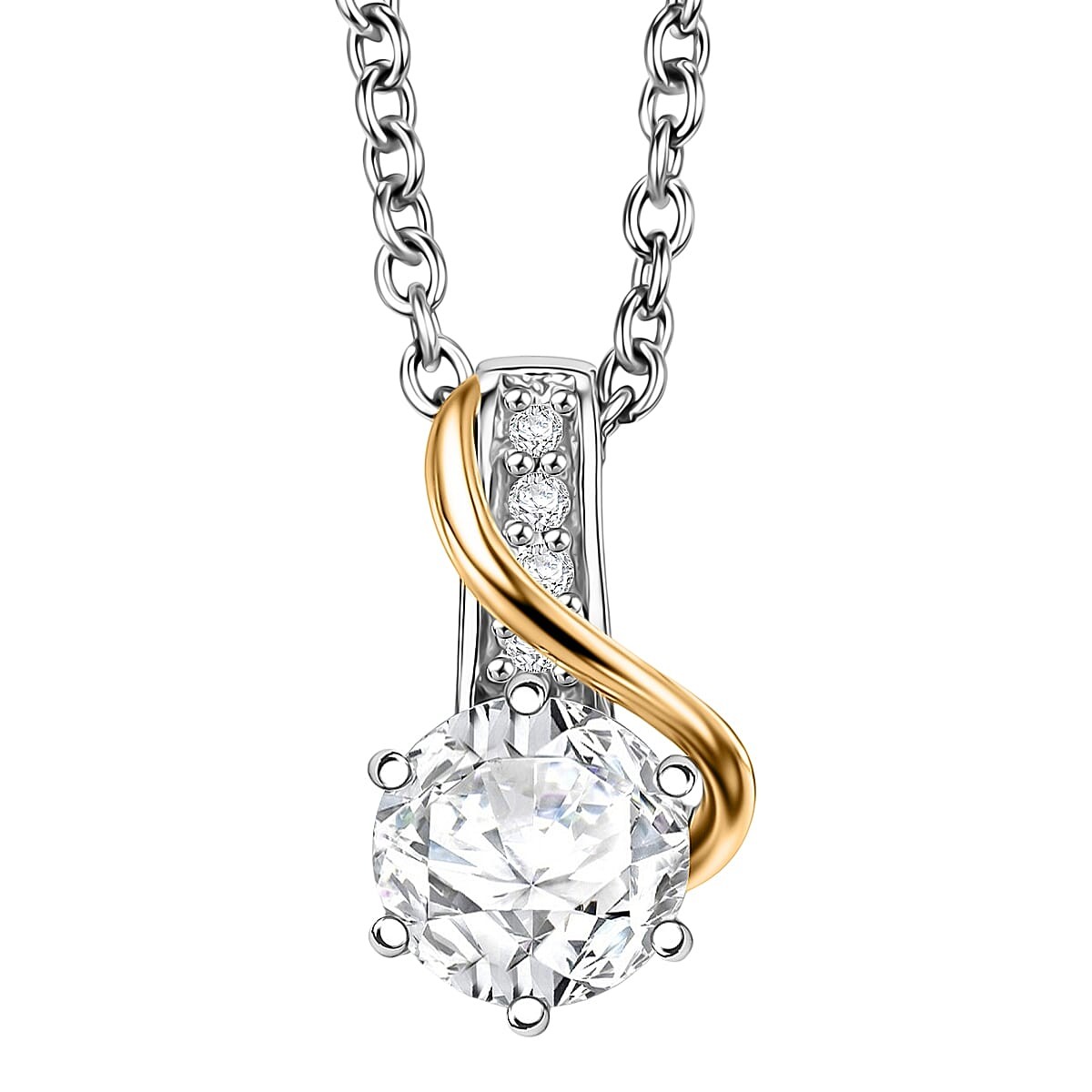 Moissanite 1.10 ctw Necklace in 18K Vermeil Gold Platinum Sterling Silver 20 In