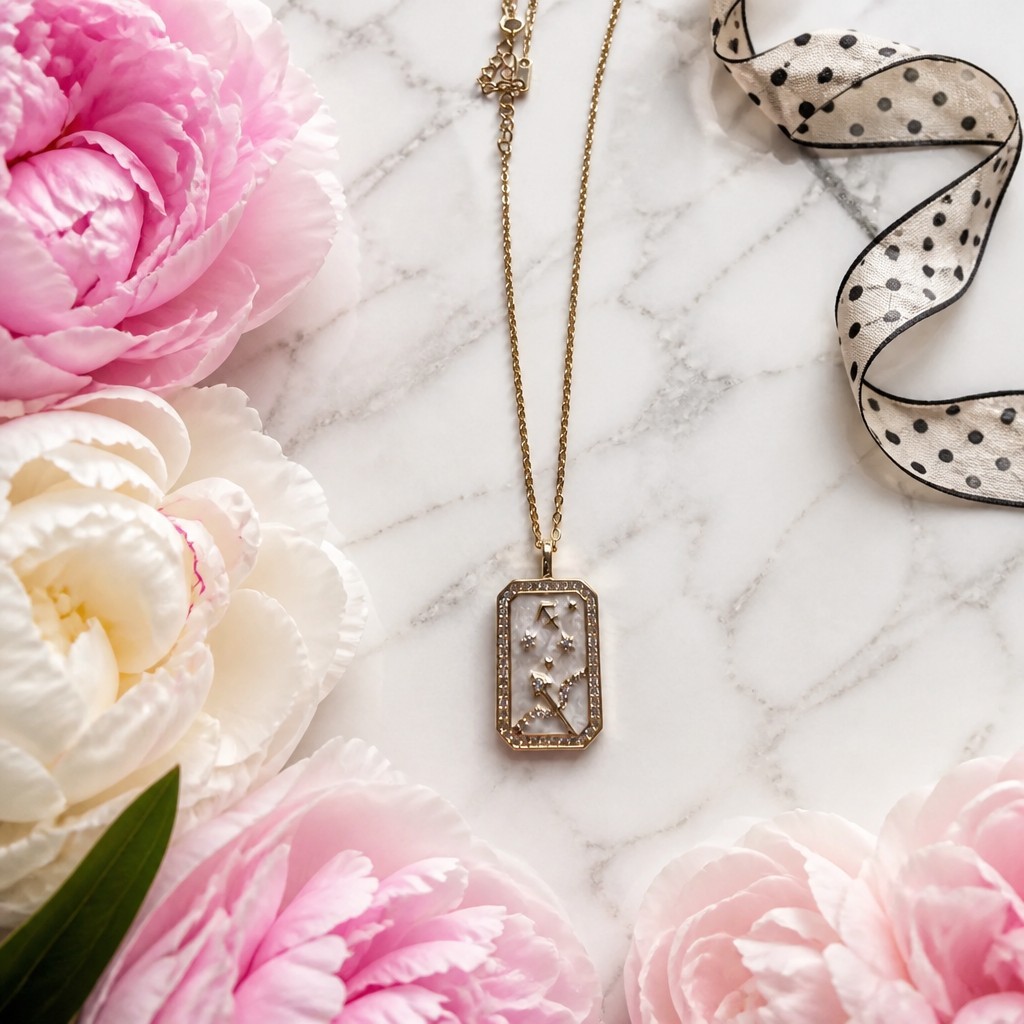 Zodiac Sign Sagittarius Gold Tone Metal Chain Necklace