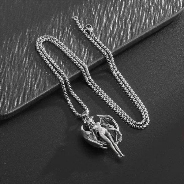 Lilith Demon Jewelry Vintage Silver Look Sexy Goddess Standing Pendant Necklace